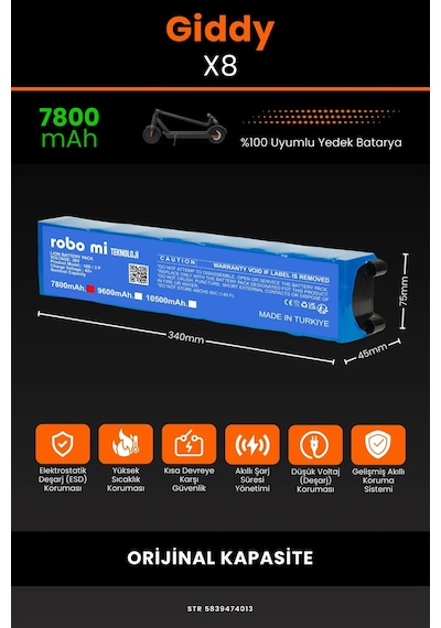 Giddy X8 / 36v 7800mAh Elektrikli Scooter Bataryası
