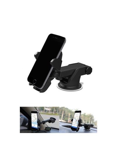 Thentech Boyu Ayarlanabilir Vantuzlu Torpido Ve Cama Sabitlenebilir Telefon Tutucu Siyah