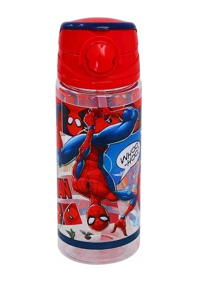 Spıderman Lisanslı Pipetli Plastik Matara 500 Ml Kırmızı Otto-42529 Şeffaf