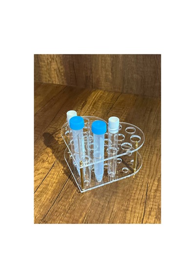 18'li Deney Tüpü Standı 16 Mm Deney Tüpü Ve 15 Ml Falkon Uyumlu Şeffaf Tüpler Görsel Amaçlı Kullanılmıştır