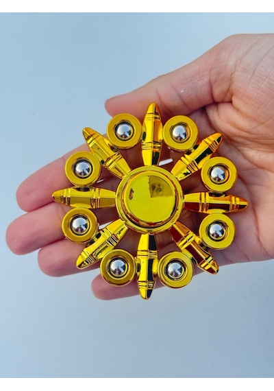 Metal Stres Çarkı Sarı 4 Farklı Desen Fidget Spinner Stres Atıcı Ve Rahatlatıcı Stres Çarkı