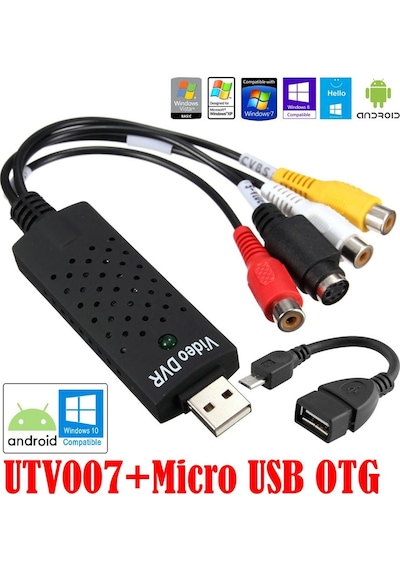 Android Utv007 Chip Video Dvr+Otg Micro Usb Kablolu Capture Kartı