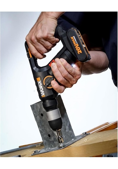Worx Wx390.1 20volt 2.0ah. Li-ion 1.2j Profesyonel Sds-plus Pnömatik Çift Akülü Şarjlı Matkap + 8 Adet Uç + Mandren