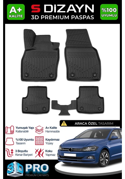 Vw Polo 3d Pro Havuzlu Paspas 2017-2021 A+ Kalite 3ds-sdz114