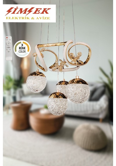 Led Avize 45-50m2 Alanı Aydınlarıt Modern Tasarım Altın