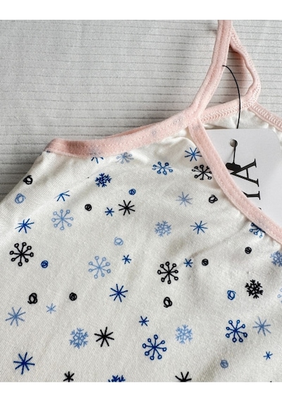 Alya Underwear Kız Çocuk Baskılı Ip Askılı Atlet Ve Slip Takımı Kar Tanesi Baskılı