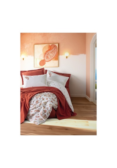 Cotton Box Vivid Çift Kişilik Pikeli Nevresim Takımı Paisia Tarçın