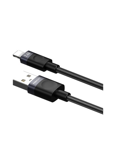 Recci Rs50l Usb-a To Lightning Örgü Tasarımlı Hızlı Şarj Özellikli Data Ve Şarj Kablosu 1m Siyah