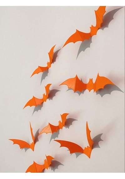 Halloween Cadılar Bayramı Yarasa Duvar Süsü 10'lu Set 3d Dekoratif Siyah Yarasa Duvar Dekoru Parti, Ev Ve Ofis Süsü Turuncu