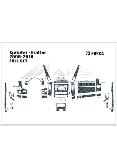 Mercedes Sprinter-crafter Torpido Konsol Kaplama 2006-2018 73 Parça Karbon