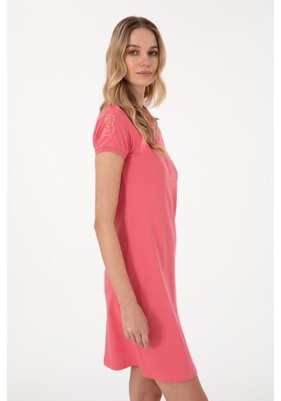 U.S. Polo Assn. Kadın Koyu Pembe Polo Yaka Mini Boy Örme Elbise 50297457-VR167