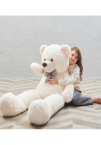 Papyonlu 180-190 Cm Dev Boy Sevimli Peluş Koca Ayı - Sevgiliye Eşe - Arkadaşa Özel Hediye Beyaz