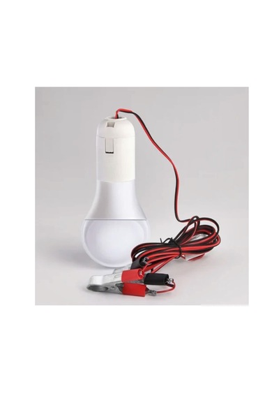 Seyyar Kablolu Led Ampul- Akü Takviye Maşalı 1.8 Metre Kablolu- 12volt 5watt Beyaz Led Ampul 1