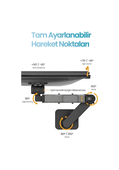 24-57" Armada Ultrawide Ekran Monitör Kolu 30 Kg Kapasiteli Vesa Uyumlu Tam Hareketli Monitör Standı