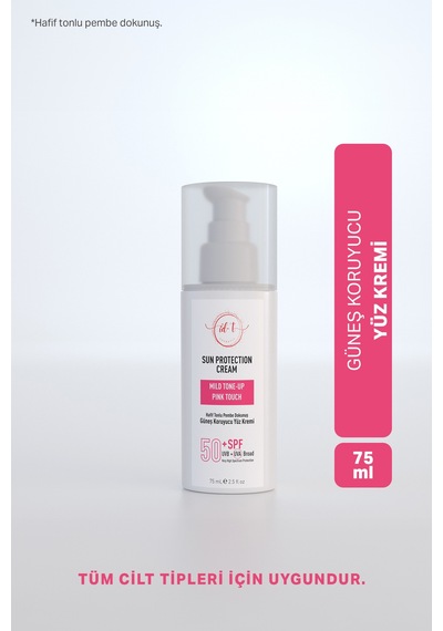 id-T Pink Touch Uvb+Uva Broad Hafif Tonlu Pembe Dokunuş Su Bazlı Güneş Koruyucu Yüz Kremi SPF50+ 75 ML﻿﻿