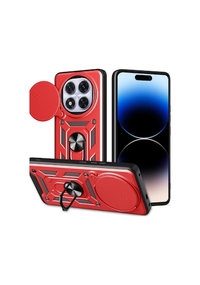 Xiaomi Redmi Note 14 Pro Plus Uyumlu Kılıf Pars Lens Yüzüklü Silikon - Kırmızı
