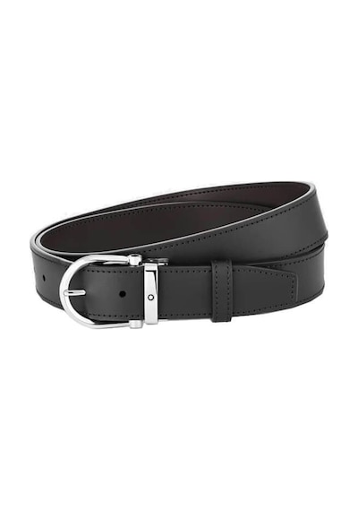 Montblanc Horseshoe Buckle 35 Mm Reversible Deri Kemer 128783 Siyah