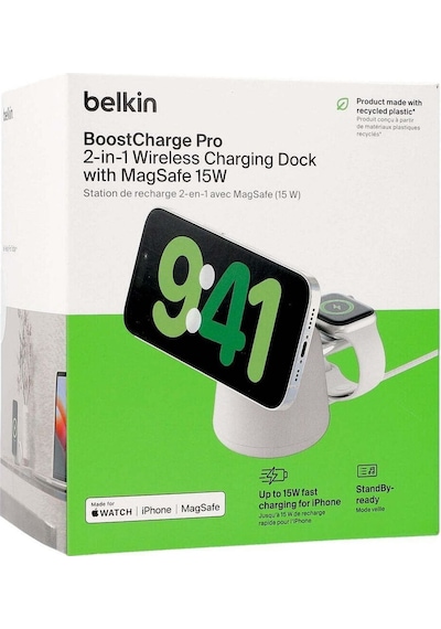 Belkin Boostcharge Pro 2'si1 Arada Magesafe Şark İstasyonu - Krem
