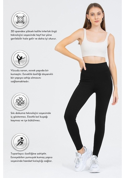 Bonbonetti Chocolate Baby & Kids Kadın Siyah Yüksek Bel Toparlayıcı Çelik Interlok Düz Spor Tayt Pantolon SiYAH Bonbonetti Chocolate Baby & Kids Kadın Siyah Yüksek Bel Toparlayıcı Çelik Interlok Düz Spor Tayt Pantolon SiYAH