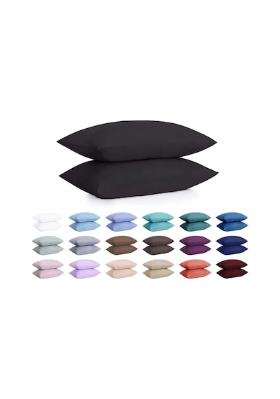 Lionas %100 Pamuklu Ranforce Yastık Kılıfı - Siyah - 2'li Set 50x70 - Siyah
