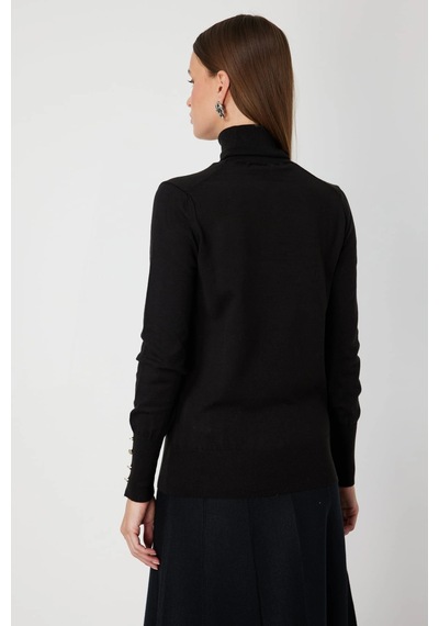 On Fashion Kadın Siyah Boğazlı Kazak 63503 Siyah