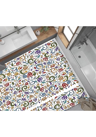 Kaplama Zemin Kaplama Folyosu 65x130 Cm Soyut Çiçek