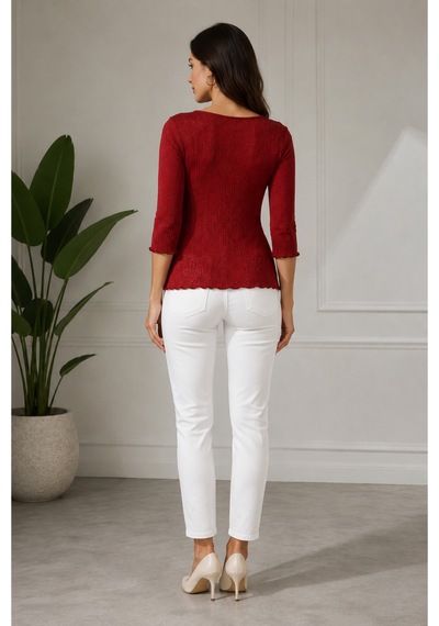 Meghan L.a Kadın Fit Bluz Modern Ve Konforlu Kırmızı