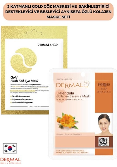 Dermal 3 Katmanlı Gold Göz Maskesi + Besleyici Aynısefa Özlü Kolajen Maskesi 23 G