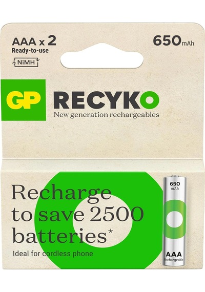 Gp Recyko 650 Serisi Şarjlı Aaa İnce Kalem Pil 2'li