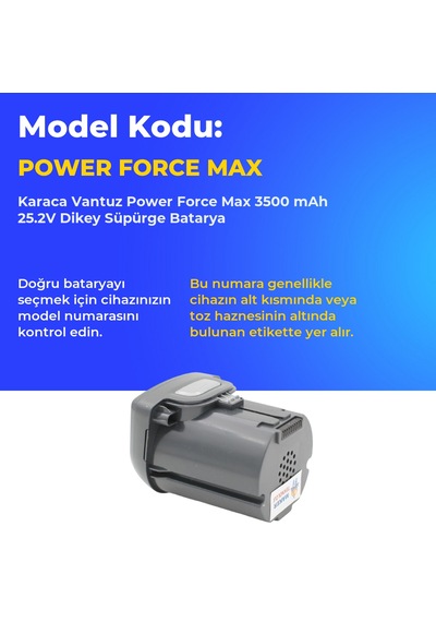 Karaca Vantuz Power Force Max 3500 Mah 25.2v Dikey Süpürge Batarya