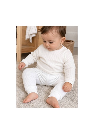 H&c Coolboy H&c Bebek Patiksiz Alt Pantolon %100 Pamuk Esnek Fitilli Ribana 0-36 Ay Beyaz