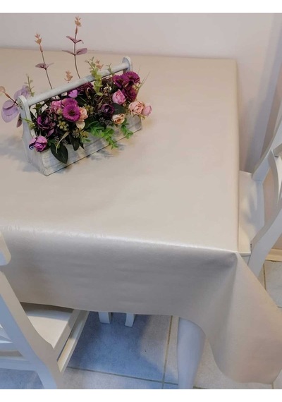 Elyaflı Pvc Muşamba - Desenli Silinebilir Masa Örtüsü 140x160cm Krem