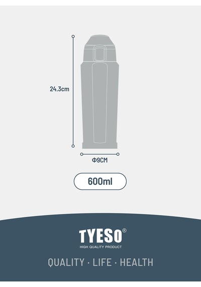 Tyeso Square Termos Vakumlu Paslanmaz Sızdırmaz Çift Duvarlı 600ml Pembe