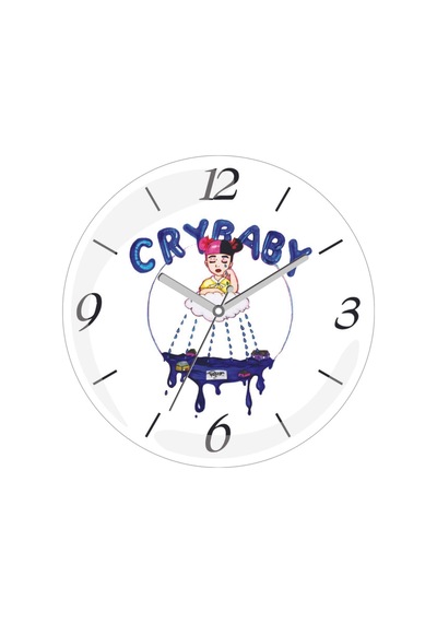 Melanie Martinez Cry Baby Sessiz Bombeli Gerçek Cam Duvar Saati Siyah