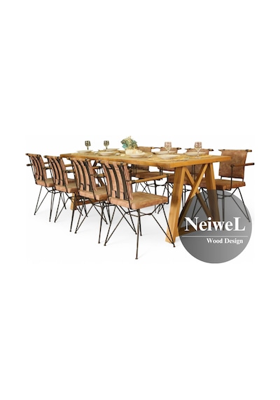Neiwel Pina Doğal Ahşap Mutfak Ve Yemek Masası-80-260 Açık Ceviz