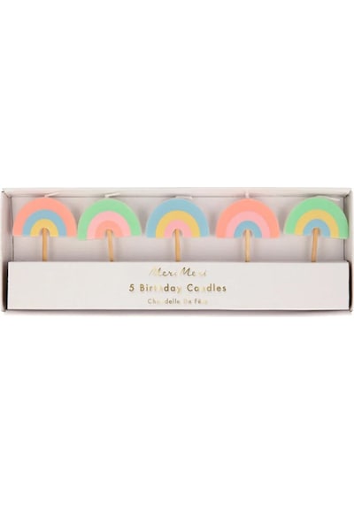 Meri Meri - Rainbow Candles - Gökkuşağı Mumlar - 5li