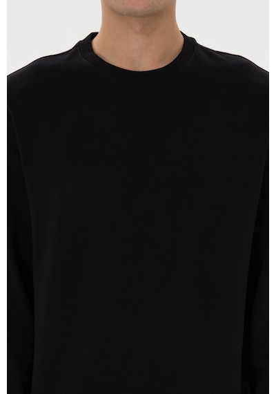 U.S. Polo Assn. Erkek Comfort Fit Bisiklet Yaka Siyah İnce Sweatshirt 50316378-VR046