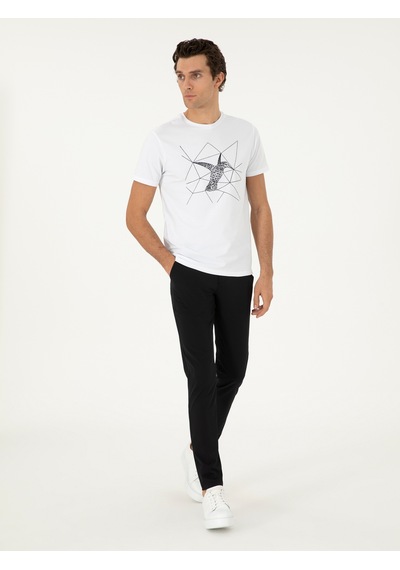 Cacharel Siyah Slim Fit Beli Lastikli Esnek Kanvas Pantolon