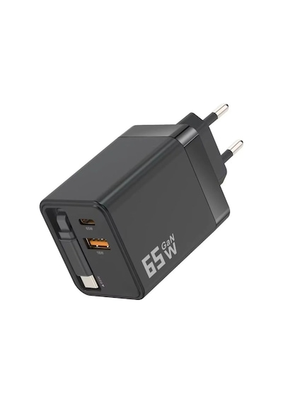 65w Süper Hızlı Şarj Cihazı Dahili Type-c Kablo Usb-c & Usb-a Çıkış Çoklu Cihaz Desteği Belirtilmemis