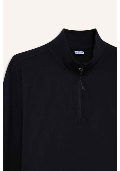 Defacto Defactofit Standart Fit Dik Yaka Yarım Fermuarlı Polar Sporcu Sweatshirt F2302ax25wnbk81 Siyah