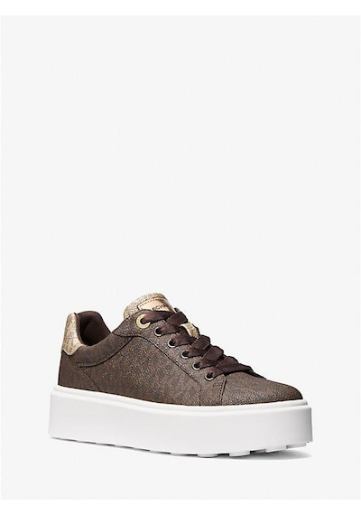Michael Kors Romey Metallic Two-tone Signature Logo Platform Sneaker Kahve Rengi
