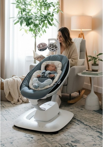 4moms Mamaroo 5.0 Elektrikli Ana Kucağı - Slate Blue + Yenidoğan Destek Pedi