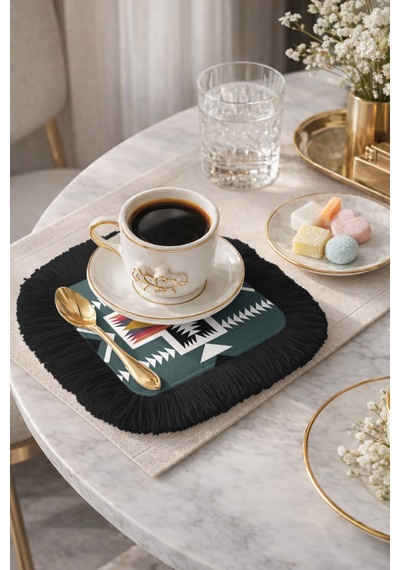 Etnik Geometrik Saçaklı Sunum Kokteyl Peçetesi - Boho Şık Yeşil Siyah Bardak Altlığı Mendil Orman Petrol Mavisi Etnik Geometrik Saçaklı Sunum Kokteyl Peçetesi - Boho Şık Yeşil Siyah Bardak Altlığı Mendil Orman Petrol Mavisi