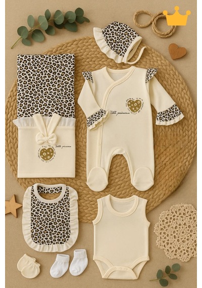 Babyhola Leopar Desenli Tulum 8'li Hastane Çıkışı Yenidoğan Set 5016 Çok Renkli
