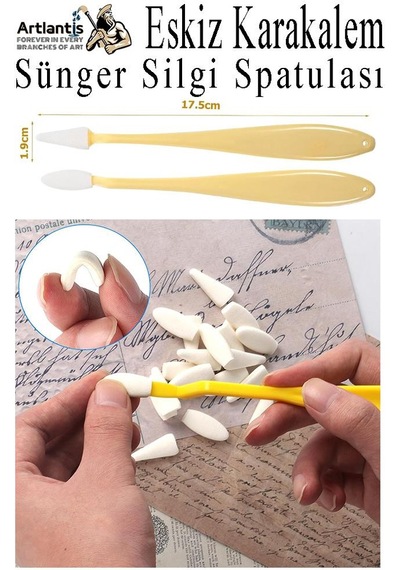 Sünger Silgi Satula 12 Parça 1 Paket Karakalem Eskiz Karıştırıcı Dağıtıcı Sünger Silici Sileceği Spatulası