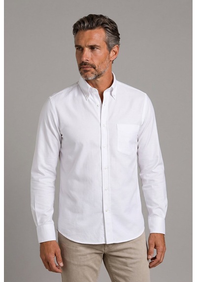 Bisse Beyaz Regular Fit Pamuk Cepsiz Uzun Yaka Gömlek Gmkls252175 D01