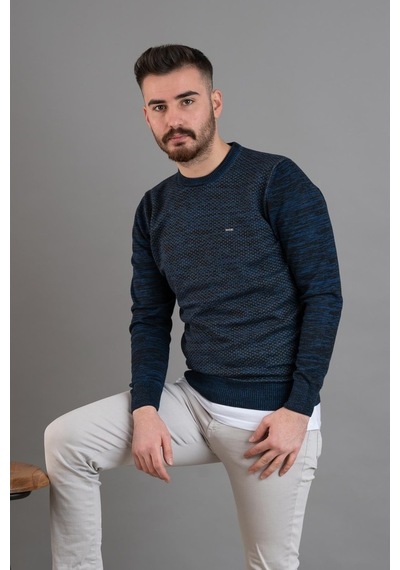 Dorss Slimfit Desenli Sıfır Yaka Erkek Triko Kazak