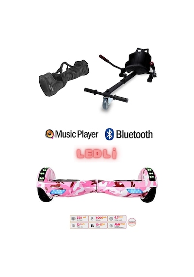 Citymate Elektrikli Kaykay Akıllı Denge Hoverboard + Hoverkart + Çanta Full Ledli Extrem Paket D05