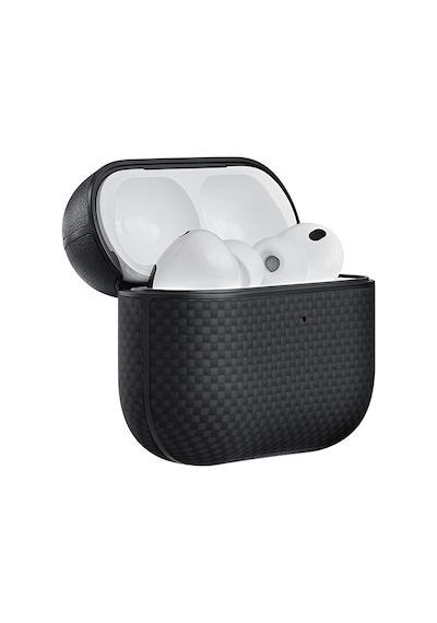 Apple Uyumlu AirPods Pro 3 Kılıf 1500d Aramid Fiber Pitaka Classic Serisi Black-grey Twill Kapak Siyah-gri Siyah - Gri