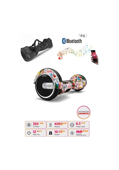 Citymate Elektrikli Kaykay Hoverboard Akıllı Denge 6.5 Inch + Hoverkart + Çanta Extrem Paket D19